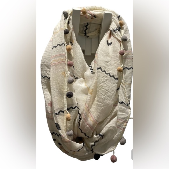 Ann Taylor Loft Pom Pom Infinity Scarf - Picture 1 of 12